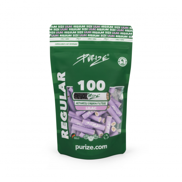 PURIZE 100 Aktivkohlefilter Lilac Beutel mit 100 Filtern in Lila – Nachhaltiges Zubehör bei Emma Trade GmbH für Tankstellen und Kioske